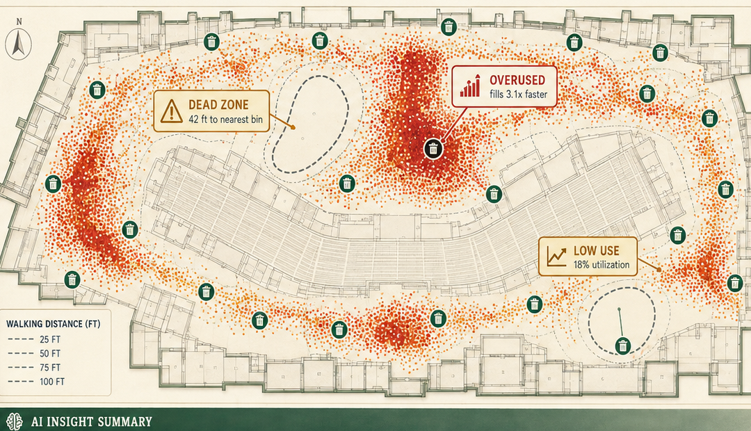 Current placement analysis: discard hot zones, bin locations and dead zones
